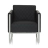 Zwarte Gestoffeerde fauteuil ARUBA STEP met gewatteerde bekleding en zilverkleurig frame van hjh OFFICE