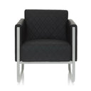 Zwarte Gestoffeerde fauteuil ARUBA STEP met gewatteerde bekleding en zilverkleurig frame van hjh OFFICE