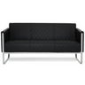 Zwarte lounge bank ARUBA STEP als driezitter met ruitstiksel en zilverkleurig metalen frame van hjh OFFICE