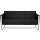 Zwarte lounge bank ARUBA STEP als driezitter met ruitstiksel en zilverkleurig metalen frame van hjh OFFICE