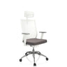 Professionele bureaustoel ASPEN WHITE PRO in grijs en wit met netrugleuning en hoofdsteun van hjh OFFICE
