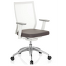 Professionele bureaustoel ASPEN WHITE in grijs en wit met netrug en glanzend onderstel van hjh OFFICE