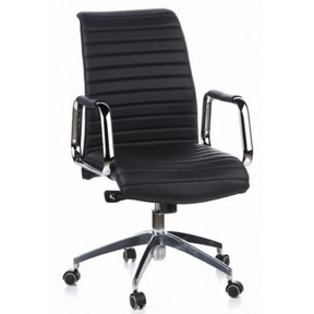 Zwarte professionele directiestoel ASPERA 10 met geribbelde bekleding en glanzende chromen armleuningen van hjh OFFICE
