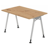 Hoogteverstelbaar bureau ATOS 12 S in rustiek eiken met zilverkleurig metalen frame van hjh OFFICE PRO