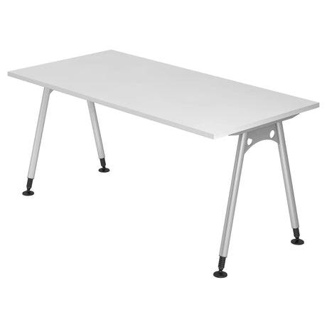 Wit bureau ATOS 16 S met vier zilverkleurige poten van hjh OFFICE PRO