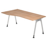 Bureau ATOS 18 S met walnoothouten blad en zilverkleurige metalen poten van hjh OFFICE PRO