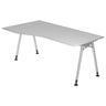 Grijs bureau ATOS 18 S met gebogen tafelblad en vier zilverkleurige poten van hjh OFFICE PRO
