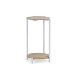 Bijzettafel Nestup 1 met twee ronde eikenhouten bladen en een wit frame van hjh LIVING