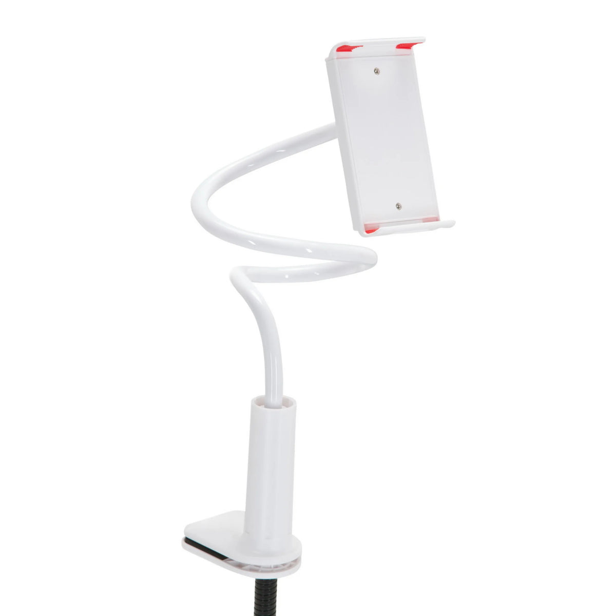 Witte houder voor mobiele telefoon & tablet FLEXMOBI I met flexibele zwanenhalsarm van hjh OFFICE
