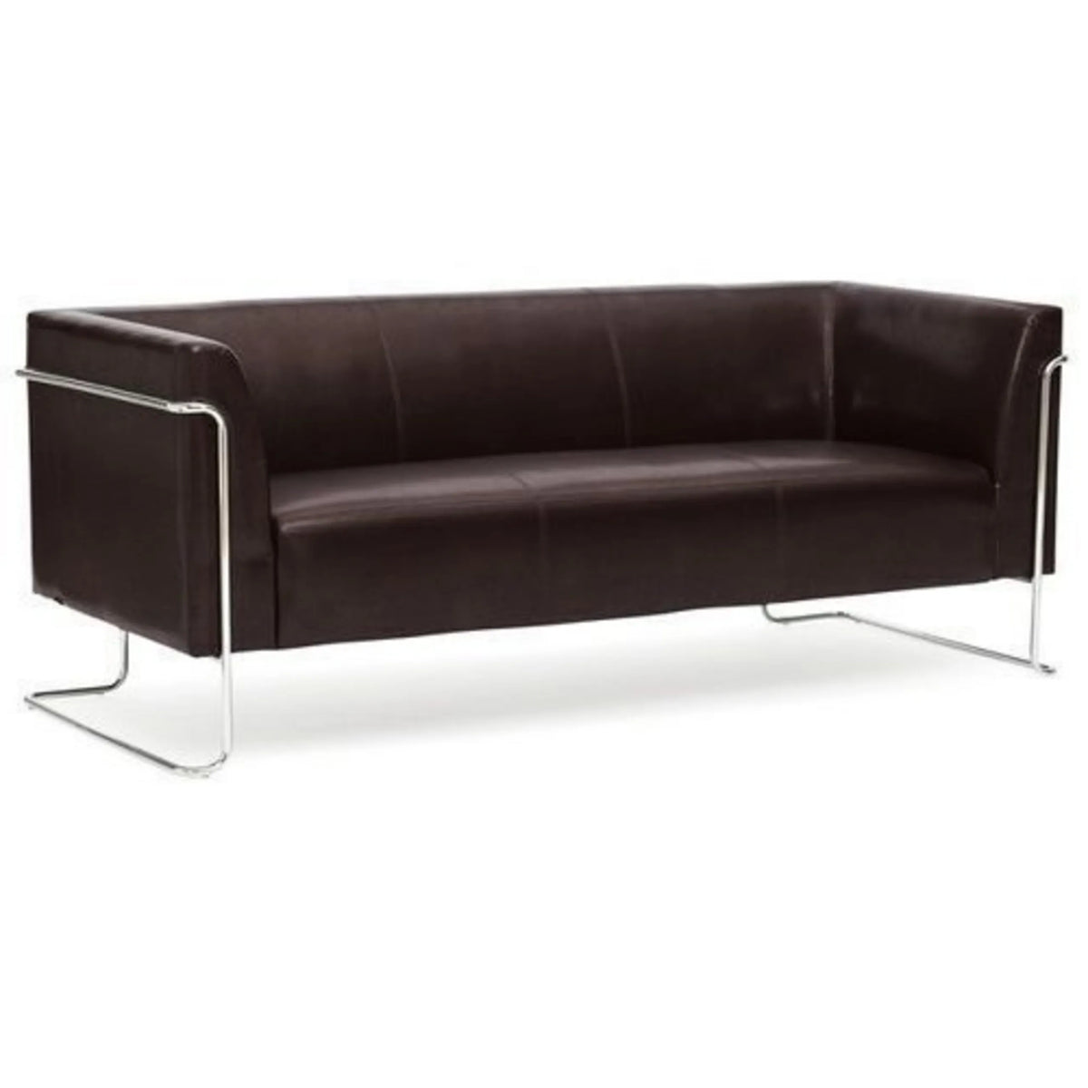 Bruine lounge bank CURACAO als driezitter met verchroomd buisframe van hjh OFFICE