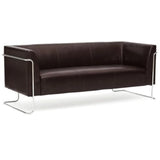 Bruine lounge bank CURACAO als driezitter met verchroomd buisframe van hjh OFFICE