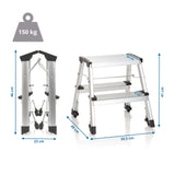 Maattekening van de Klaptrap SOLID VI met een hoogte van 41 cm en een draagvermogen van 150 kg van hjh OFFICE