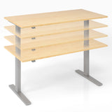 Elektrisch höhenverstellbarer Schreibtisch XMKA 19 W in Asteiche mit silbernen Beinen von hjh OFFICE PRO