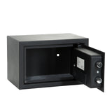 Zwarte Kluis SAFE COMPACT III met cijferslot en draaiknop van hjh OFFICE – 360-gradenweergave (schuin achteraanzicht 240°)