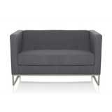 Donkergrijze lounge bank BARBADOS als tweezitter met metalen frame van hjh OFFICE – 360-gradenweergave (vooraanzicht 0°)