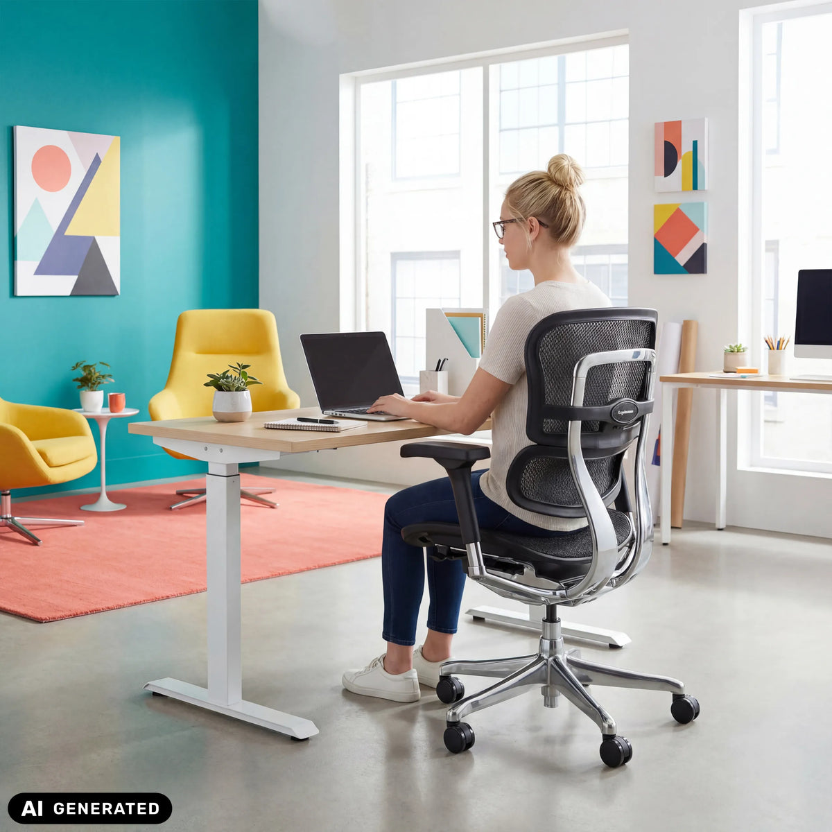 Luxe directiestoel ERGOHUMAN BASE GEN2 met netrug in zwart van hjh OFFICE (AI-gegenereerde afbeelding)