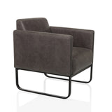 Grijze Lounge stoel Aruba Retro met armleuningen en zwart onderstel van hjh OFFICE – 360-gradenweergave (schuin vooraanzicht 45°)