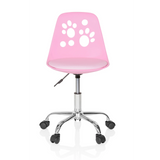 Roze Kinder bureaustoel FANCY I met pootafdrukken in de rugleuning en een vijfpoot met zwenkwielen van hjh OFFICE – 360-gradenweergave (vooraanzicht 0°)