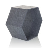 Grijze zeskantige scheidingswand FLEXMIUT STORE B van vilt van hjh OFFICE – 360-gradenweergave (schuin vooraanzicht 45°)