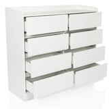 Witte commode OSOYRO met acht greeploze laden in twee kolommen van hjh LIVING