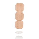 Beige Scheidingswand FLEXMIUT W met drie vierkante elementen en een witte voet van hjh OFFICE – 360-gradenweergave (vooraanzicht 0°)