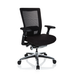 Zwarte High end bureaustoel NOVA PRO ALU met netrugleuning en vijfpoot met wieltjes van hjh OFFICE – 360-gradenweergave (schuin vooraanzicht 40°)