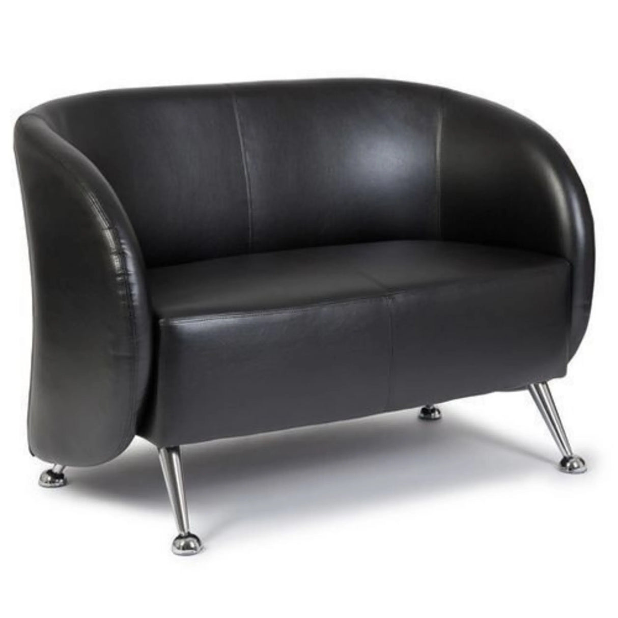 Zwarte lounge bank ST. LUCIA als tweezitter met glanzende metalen poten van hjh OFFICE