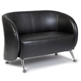 Zwarte lounge bank ST. LUCIA als tweezitter met glanzende metalen poten van hjh OFFICE