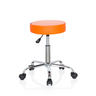 Oranger Drehhocker OPERATOR II mit glänzendem Chromgestell und fünf Doppelrollen von hjh OFFICE