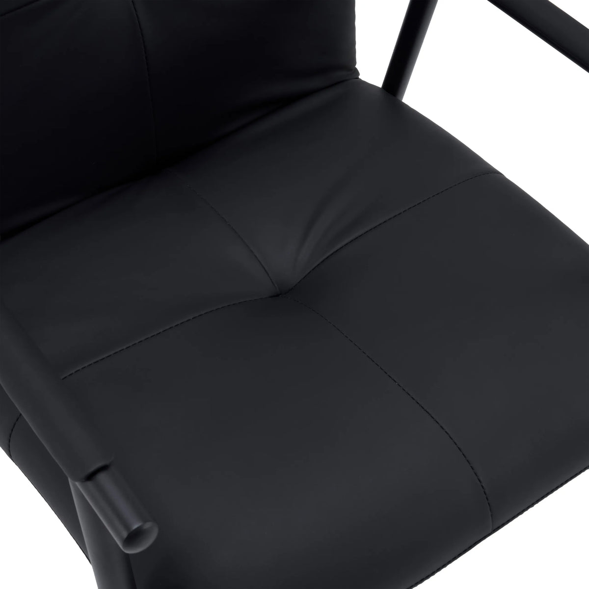 Zwarte kunstlederen bekleding van de zitting van de gestoffeerde stoel Lifea Flex van hjh LIVING