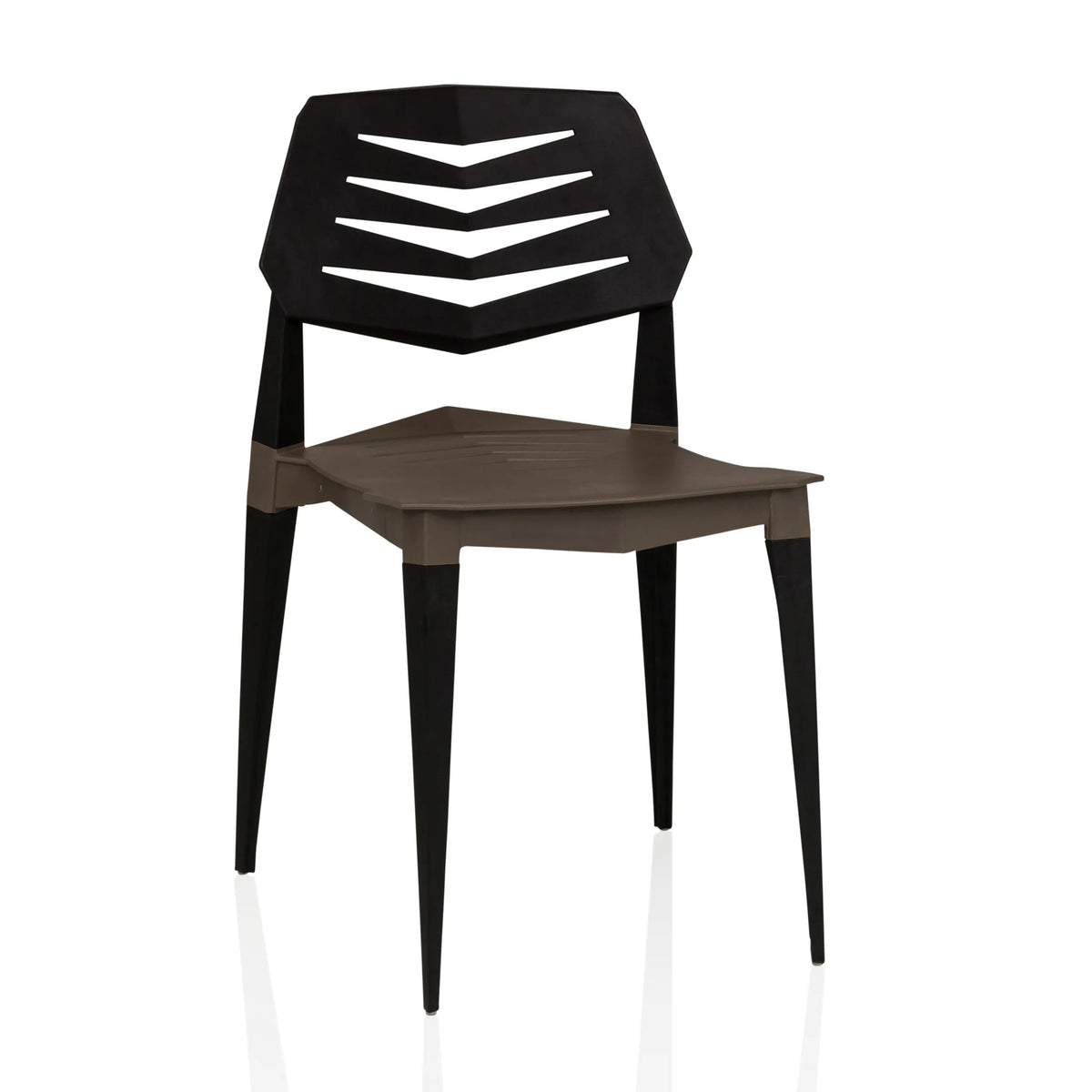 Bruin-zwarte Outdoor stoel Flecharo met geperforeerde rugleuning van hjh LIVING – 360-gradenweergave (vooraanzicht 15°)
