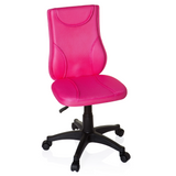 Pinker Kinderdrehstuhl KIDDY BASE mit Netzrücken und schwarzem Fußkreuz mit fünf Rollen von hjh OFFICE – 360-Grad-Ansicht (Frontansicht 20°)