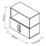 Technische tekening van de FlexWall onderkast van 800 × 417 mm van hjh OFFICE PRO