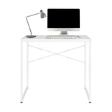 Wit bureau EASY UP H I met X-vormige versteviging en accessoires van hjh OFFICE