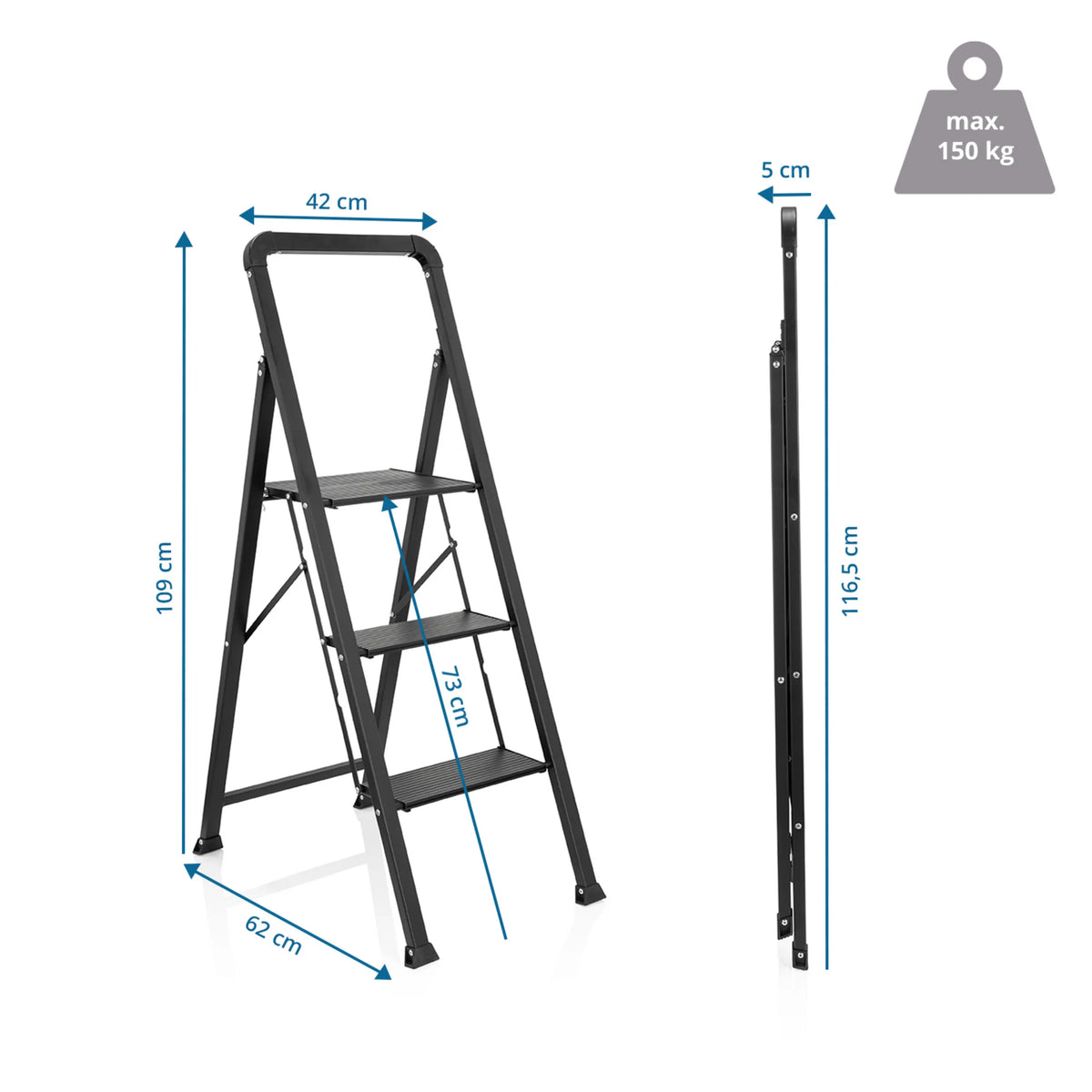 Technische tekening van de Klaptrap SOLID W6 met een hoogte van 109 cm van hjh OFFICE