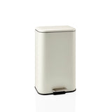 Beige Prullenbak Clean 1 met pedaalopening en plat deksel van hjh OFFICE – 360-gradenweergave (vooraanzicht 15°)