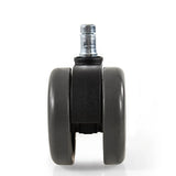 Dubbele bureaustoelwielen 5x ROLO FREE 11mm/65mm in zwart voor harde vloeren met metalen pen van hjh OFFICE