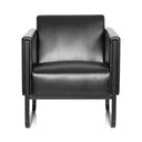 Zwarte gestoffeerde fauteuil BALI BLACK met gladde bekleding en geïntegreerde armleuningen van hjh OFFICE