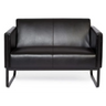 Zwarte lounge bank BALI BLACK als tweezitter met gladde bekleding en sleevoeten van hjh OFFICE