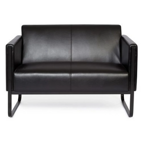 Zwarte lounge bank BALI BLACK als tweezitter met gladde bekleding en sleevoeten van hjh OFFICE