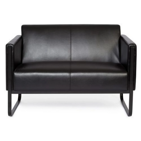 Zwarte lounge bank BALI BLACK als tweezitter met gladde bekleding en sleevoeten van hjh OFFICE