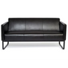 Zwarte lounge bank BALI BLACK als driezitter met lederen bekleding en metalen frame van hjh OFFICE