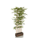 Groene Kunstplant BAMBUS I in de vorm van een bamboe met een donkerbruine plantenbak van hjh OFFICE