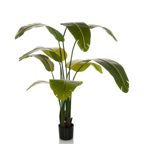 Groene Kunstplant BANANE met grote bladeren in een zwarte pot van hjh OFFICE
