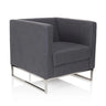 Donkergrijze Gestoffeerde fauteuil BARBADOS met een zilverkleurig metalen frame van hjh OFFICE