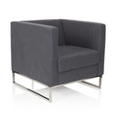 Donkergrijze Gestoffeerde fauteuil BARBADOS met een zilverkleurig metalen frame van hjh OFFICE