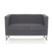 Donkergrijze lounge bank BARBADOS als tweezitter met metalen frame van hjh OFFICE