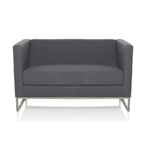 Donkergrijze lounge bank BARBADOS als tweezitter met metalen frame van hjh OFFICE