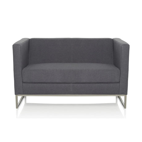 Donkergrijze lounge bank BARBADOS als tweezitter met metalen frame van hjh OFFICE