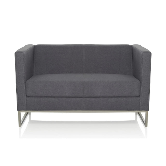 Donkergrijze lounge bank BARBADOS als tweezitter met metalen frame van hjh OFFICE